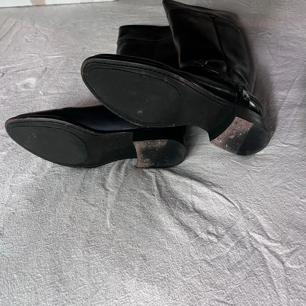 Frye Lindsay Spur Black Leather Tall Riding Boots NIB Size 9